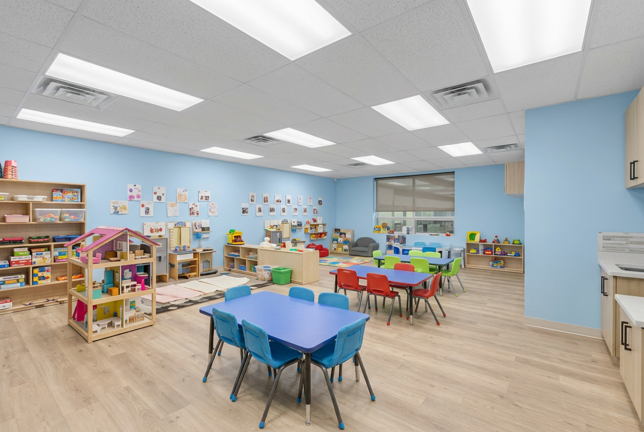 Classroom learning tables at Banana Tree Daycare